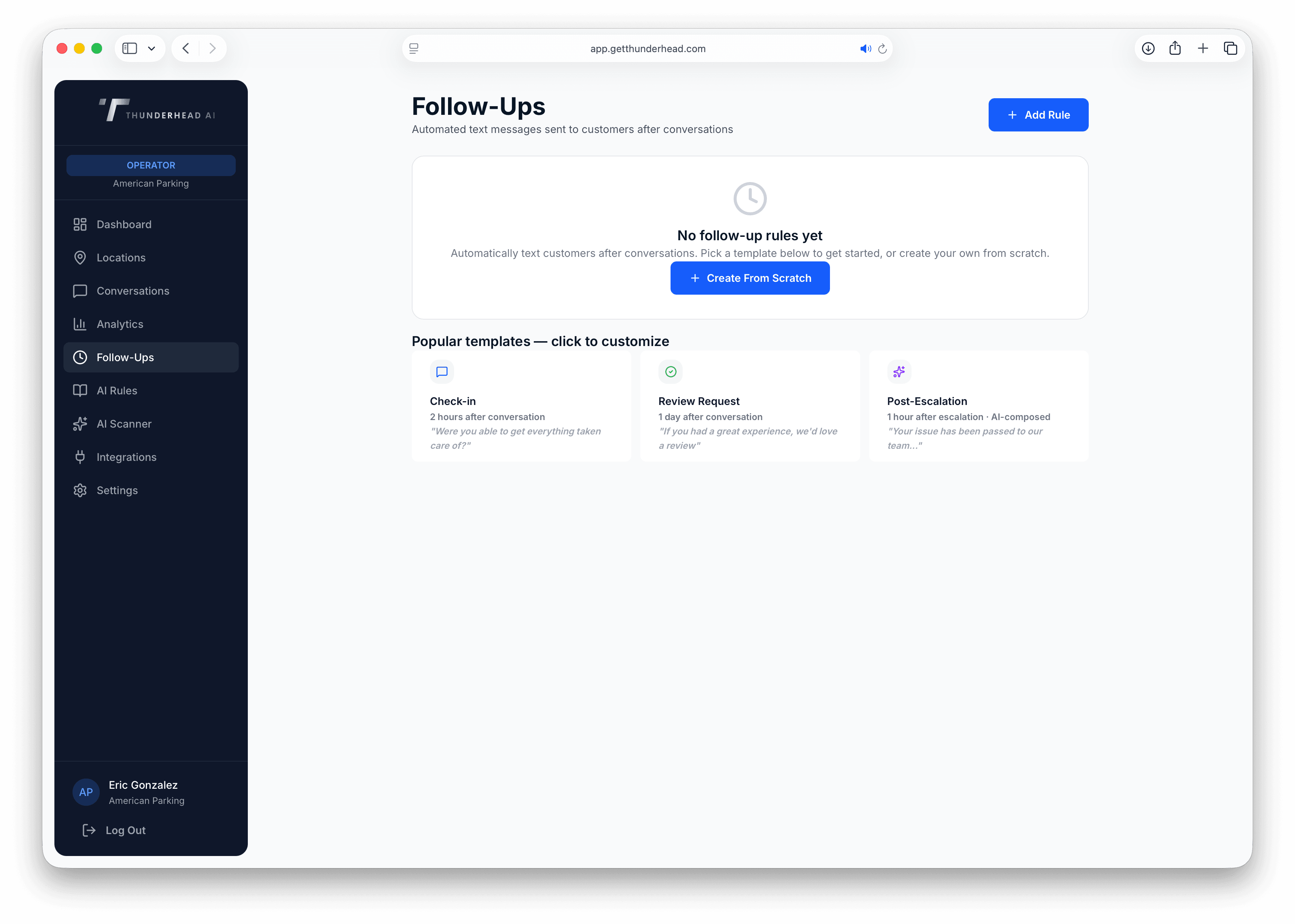 Thunderhead AI — follow-ups and escalation tracking